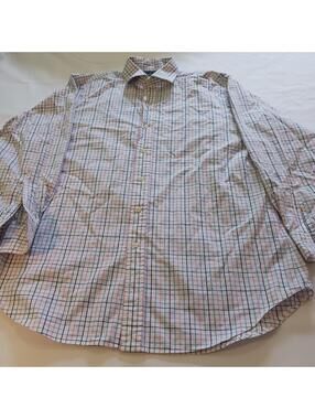 Ralph Lauren Shirt 16 1/2 Mens Blue White Striped Button Up Long Sleeve Regent